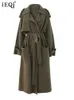 Dames Leer Faux IEQJ Gebreide Trui Vest Met Veters Trenchcoat Effen Taille Luxe Windjack Herfst Winter Kleding 3WQ855 231102