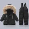 Down Coat Russian Winter -30 grader Baby Boy Girl Clothing Set Warm Jacket Snowsuit Toddler Kids Clothes Ski Suit Overalls 80-110