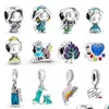 Arts et artisanat convient aux bracelets Pandora 20pcs dessin animé princesse arc-en-ciel patte de chien imprimé feuilles colorées charmes perles perle d'argent pour les femmes Dhl5E