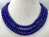 Zincirler el iplikçikleri düğümlü kolye 5x8mm mavi safir yüzlü boncuklar Jade 3Rows 17-19inch moda takı