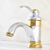 Bathroom Sink Faucets Basin Faucet Chrome Gold Brass Cold And Water Single Handle Mixer Tap Deck Mount Tnf302
