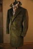 Men' Blends Handsome Winter Long Jacket Army Green Corduroy Fashion Overcoat Trench Coat Loose Full Sleeves Custom Made 231102