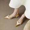 Sandaler 2023 Split Leather Ladies High Heel Point Toe Evening Shoes Mix Color Lady Footwear Heeled Dress B027