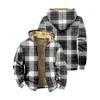 Men's Jackets Mens Fleece Lined Flannel Plaid Shirts Jacket Button Down Sherpa With Hood Long Sleeve Winter Hooded Coats Overcoat Tops