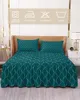 Jupe de lit couleur Turquoise, motif ondulé, couvre-lit élastique avec taies d'oreiller, housse de matelas, ensemble de literie, drap