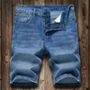 Mäns jeans 2023 Summer Men's Slim Denim Shorts Business Casual Fashion Lovar Stretch All Mannen High End Brand Five Point Pants 230403