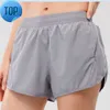 LU-0160 Womens Yoga Outfits High Waist Shorts Exercise Short Pants Fitness Wear Girls Running Elastic Adult Sportswear Lined Drawstring16