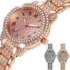 Montres pour femmes montre plein de diamants haut de gamme marque de luxe en acier à Quartz pour dames Punk élégant Zircon cristal mode montre-bracelet horloge 231102