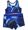 10 가지 색상 크기 S-XL 여성 수영복 수영복 섹시한 2vips 비키니 세트 조끼 탱크 탑 브라 및 반바지 수영복 상어 포장 가방이있는 인쇄 목욕 플레이 수트.