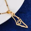 Anhänger Halsketten Edelstahl Israel Karte Halskette Hexagramm Magen Davidstern Jüdischer trendiger Schmuck (