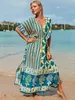 Dames badmode Boheemse jurk strand deksel op tassel print losse maxi jurk bikini deksel raad de plage strandkleding strandwikkel zwempak coverup 230403