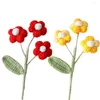 Dekorativa blommor 2 PCS Artificial Fake Puff 6 Head Sticked Flower Bouquet Faux DIY Arrangement för Wedding Bridal Home