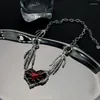 Pendant Necklaces Gothic Red Peach Heart Necklace Sliver Ghost Claw Love Short Choker Punk Exaggerated Clavicle Chain For Women Jewelry