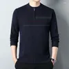 Pulls pour hommes automne épais chaud tricoté pull contraste à manches longues col rond polaire hiver pull confortable vêtements F101