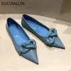 Suojialun Brand Design Design Chaine Shoes Women Women Flat Hel Ballet Ballet Pointed Slip на женской балерине повседневный лехтение