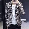 Erkek Suit Butik Moda Güzel Gündelik Takım Slim Style Fit Çok yönlü leopar baskı nefes alabilen yakışıklı küçük ceket