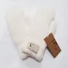 Gloves Designer Autumn And Winter Warm Plush Windproof Five-Finger Mittens Fur Integrated Plus Velvet Suede Anti-Slip Cycling Letter Brand KK