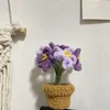 Decoratieve bloemen kunstmatige tulpen kleine potten nep planten bonsai hand geweven ambachten voor thuistafel slaapkamer jaar feestdecoraties