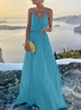 Casual Dresses Fashion Retro Printed Sleeveless Sling Holiday Women High Waist Elegant Maxi Summer V Neck Party Long 230403