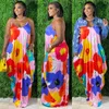 Women Clothing Casual Dresses Tie Dyed Colorful Printed Suspender Loose Dress Plus Size 3xl 4xl 5xl