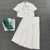 Prad Piece Designer Two Dress Woman Fashion Skirt Long Skirt Stert Set Summer Disual Stail Suit Women Termant Plate Ckerts مع حزام