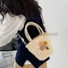 Axelväskor Sommarväskor Kvinnor Straw Bag Flower PAG STOR CAPACITY Single Cross Bag Woven Handbag Women's Beach Bagstylishhandbagsstore