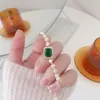 Bangle Fashion Retro Emerald Zircon Square Exquisite Forest Fairy Temperament Senior Freshwater Pearl Ladies Armband Pull-Out