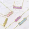 Pendant Necklaces LW Custom Enamel Bubble Letters Necklace For Women Cute Personalized Zircon Nameplate Jewelry Gift 231102