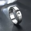 6mm rostfritt stål roterbar spinner ångestavlastningsringar hiphop fyrblad ringar för kvinnor män spinner finger ring mode smycken