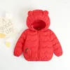 Пуховое пальто, коллекция 2023 года, зимние парки для маленьких мальчиков и девочек, верхняя одежда, детская утепленная куртка с милым мультяшным медведем, теплые пальто для младенцев, детская однотонная одежда