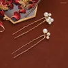 Hair Clips 5PCS Gold Color Combs And Pins Head Decoration Wedding Accessories Pearl Women Handmade Jewelry Ornament