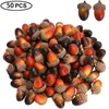 Dekoracja imprezowa 50pcs sztuczne mini żołędzi Symulacja Mała roślina Acorn Wedding Fake Fruit Christmas Home Decor Pography Rekwizyty