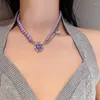 Girocollo di lusso amore viola cristallo perla collana clavicola personalità delle donne design unico regalo di anniversario gioielli di nozze