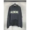 Kollu Balencaiiga Hoodies Unisex Hoodie Sweater Uzun Yüksek Versiyon Gevşek Paris B Hooded Aile Yapışkan Günlük Teyp Kağıt Mektup Baskı 4DV1