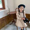 Girl Dresses 2023 Autumn And Winter Girls' Wavelet Dot Skirt Small Fresh Korean Lace Bubble Sleeve