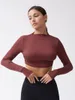 Chemises actives Sexy Yoga Style court femmes à manches longues sport t-shirt serré à séchage rapide culture hauts musculation en cours d'exécution