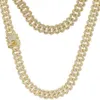 Fashion 8/12/14/15/18mm Hip Hop Iced Out Jewelry Cuban Link Chain Gold Plated Stainless Steel IcedOut Jew elry Chain