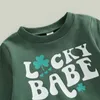 Kleidungssets 1116 Lioraitiin 03 Jahre Baby Mädchen St. Patricks Day 2 Stücke Frühlingsoutfits Langarm Brief Pullover Shamrock Schlaghose 230331