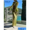 Women'S Knits & Tees Women S Knits Tees Fsda Print Y2K Mesh Long Sleeve Top Shirts Green And Maxi Skirt Bodycon Y Two Piece Sets Beach Dh7Xf