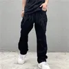 メンズジーンズ韓国人メンズファッションブラックストリートウェア刺繍ローズカジュアルズボンストレートヒップホップデニムパンツ男性服