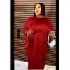 Casual Dresses African Women's Plus-Size Dress Europe och USA Solid Color Muslim Iron Drill Long Robe 472#