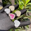 Anéis de banda Bolha Carta Baguette Coração Anel para Mulheres Pedras Rosa Brilhantes Meninas Rosa Banhado A Ouro Hip Hop Jóias 231102