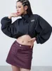 Giacche da donna Lygens Cerniera Lettera Ricamo Manica lunga Vita alta Crop sportivo Top Cappotti Y2K Streetwear Abito coreano all'ingrosso