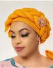 Roupas étnicas 2023 Africano Auto Gele Headtie Nigeriano Aso Oke Diamantes Turbante Mulheres Muçulmanas Hijab Tranças Headscarf Bonnet Chemo Cap Hat