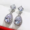 Pendientes colgantes CAOSHI de lujo para mujer, cristal brillante, piedra de Zirconia, 5 colores disponibles, accesorios de fiesta para mujer noble, regalo de joyería