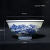 Tasses soucoupes Jingdezhen porcelaine peinte à la main bleu et blanc emmêlé branche Lotus paysage tasse à thé bol en céramique