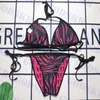 Roze zwarte bikini damesontwerper badmode zwemkleding volledige letter bord zwempak dubbelzijdig badpak