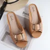 Square Women Summer Buckle Slippers Casual Peep Toe Beach Shoes Fashion Flat Chunky Heels Sandalias Zapatillas Mujer 230403 405