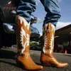 Boots Ippeum Bota Western Feminina Firebird التطريز على طراز جلود جلدية بارد أحذية عالية للنساء للأحذية الغربية الأحذية 230403