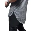 メンズTシャツメンズ半袖ミディアムジッパーTシャツヒップホップソリッドストリートアパレルTシャツサイド縫製Tシャツメンズロングスイングヘム面白いTシャツ230403
